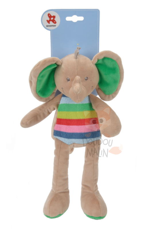  woodstock peluche éléphant marron vert rouge 